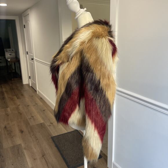 Chaser Faux Fur Party Coat Jacket Multi Color Size M New Years Event Vegas Club - Picture 4 of 13